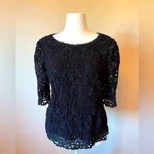 Anthropologie Eri + Ali | Suzi Black Lace Top, size XL